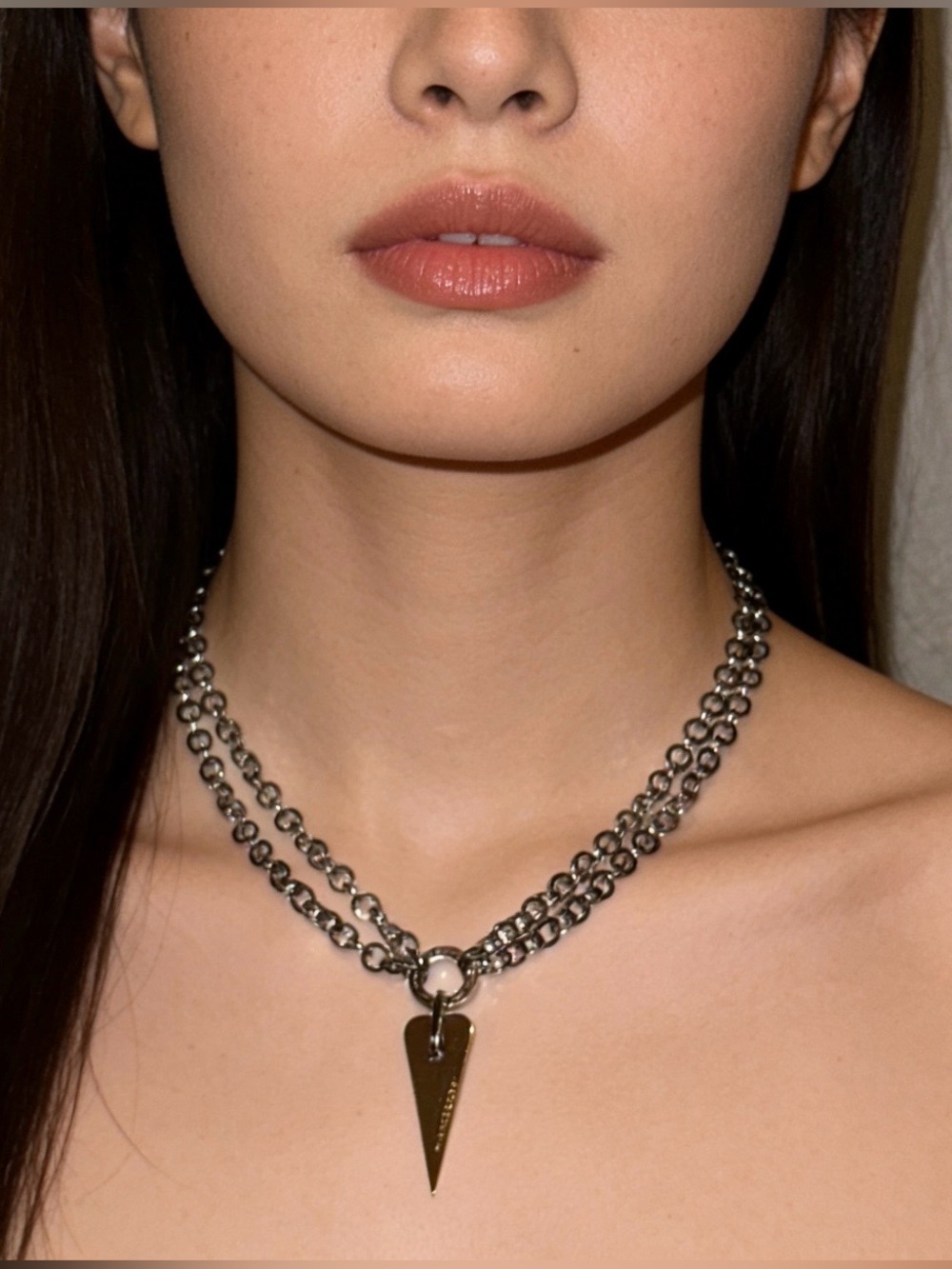 Vintage Y2K PIANEGONDA double .925 silver chain gold heart charm necklace